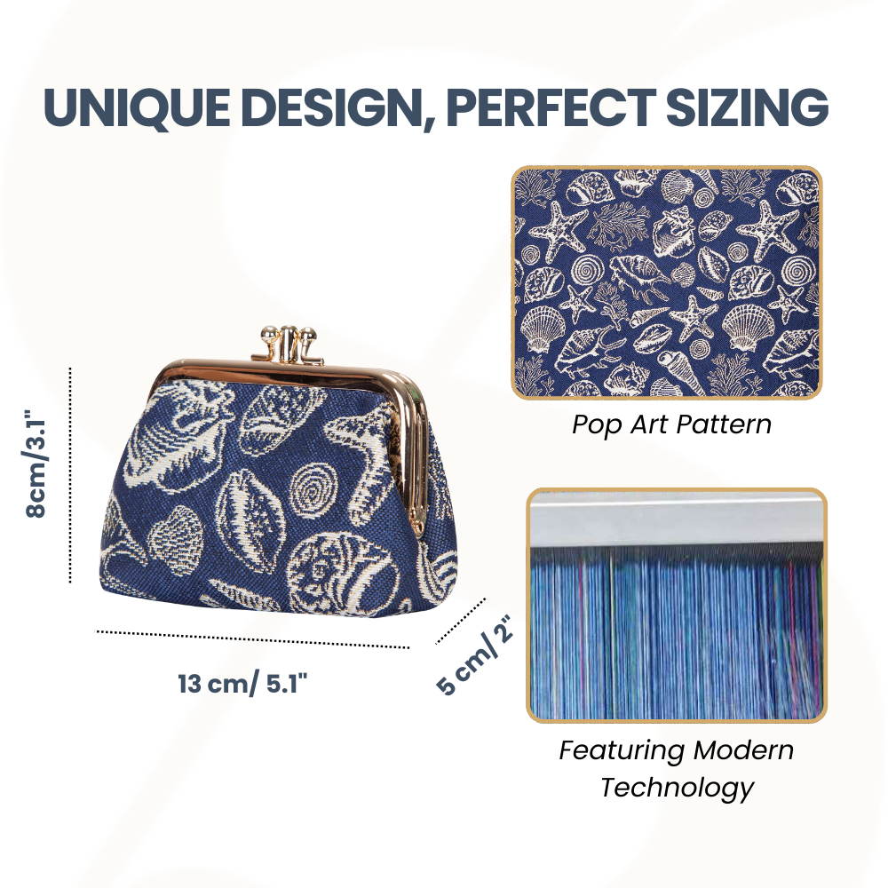 Sea Shell Blue Frame Purse for Coins