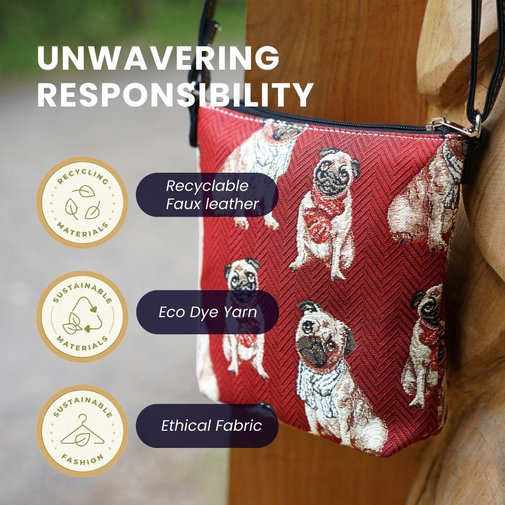 Pug Dog Red Sling Bag