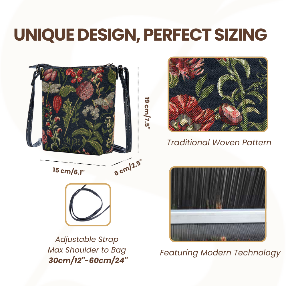 Morning Garden Black Sling Bag