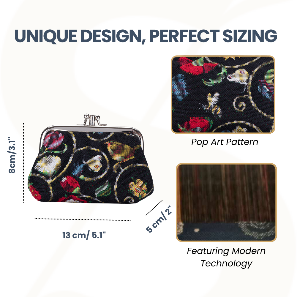 Jacobean Dream Black Frame Purse with Clasp