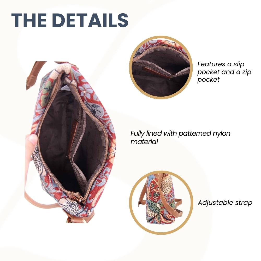William Morris Strawberry Thief Red Crossbody Bag