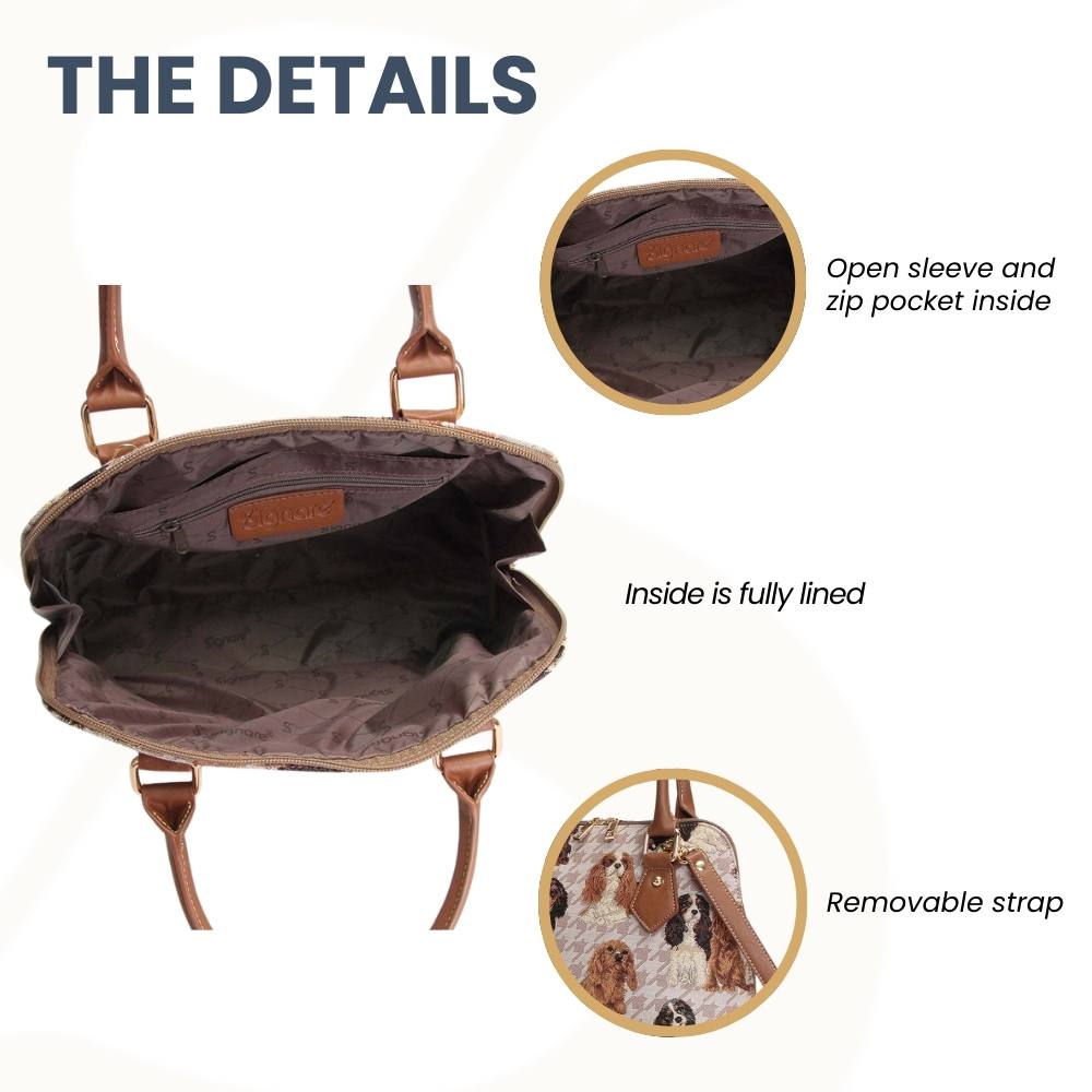 King Charles Cavalier Spaniel Brown Convertible Top Handle Purse Handbag