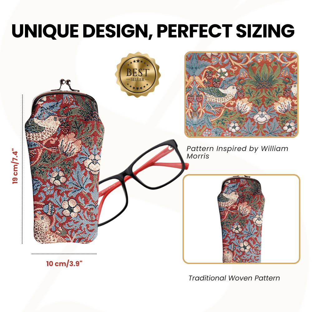 William Morris Strawberry Thief Red Glasses Pouch/ Case
