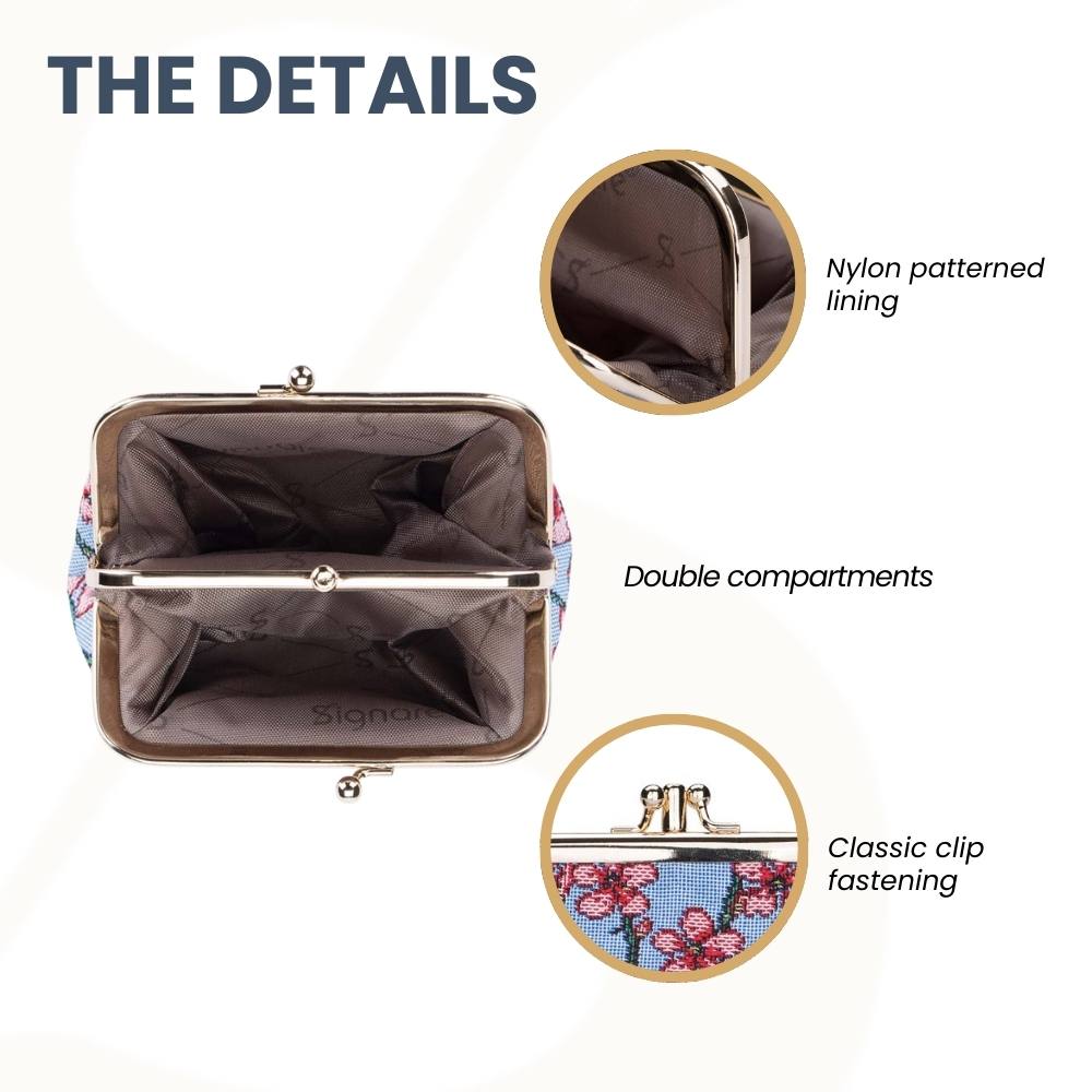 Almond Blossom And Swallow Coin Clasp Frame Purse Wallet