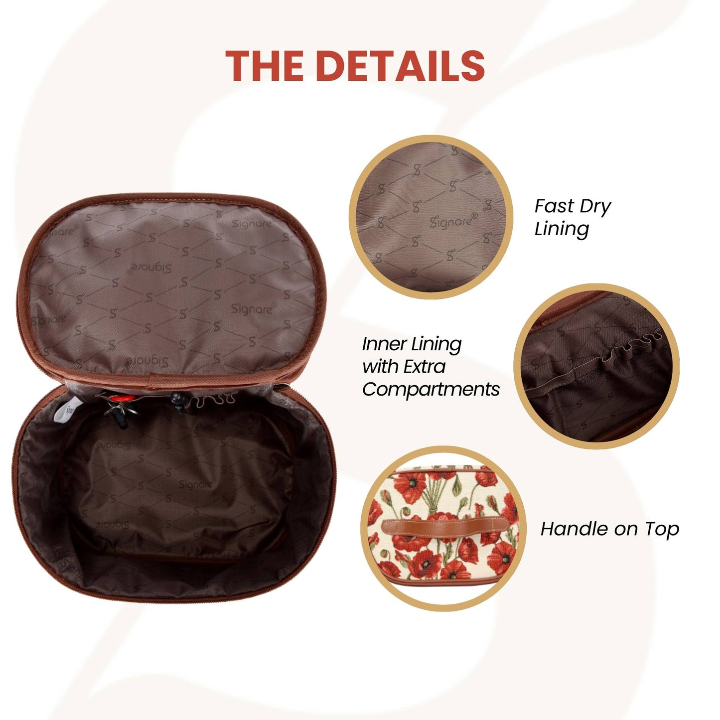 Poppy Red Toiletry Bag/ Toiletries Organizer