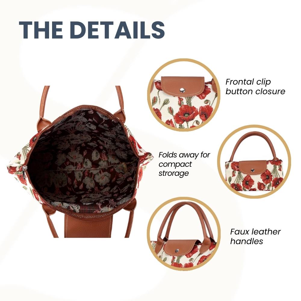 Poppy Red Foldaway Grocery Bag