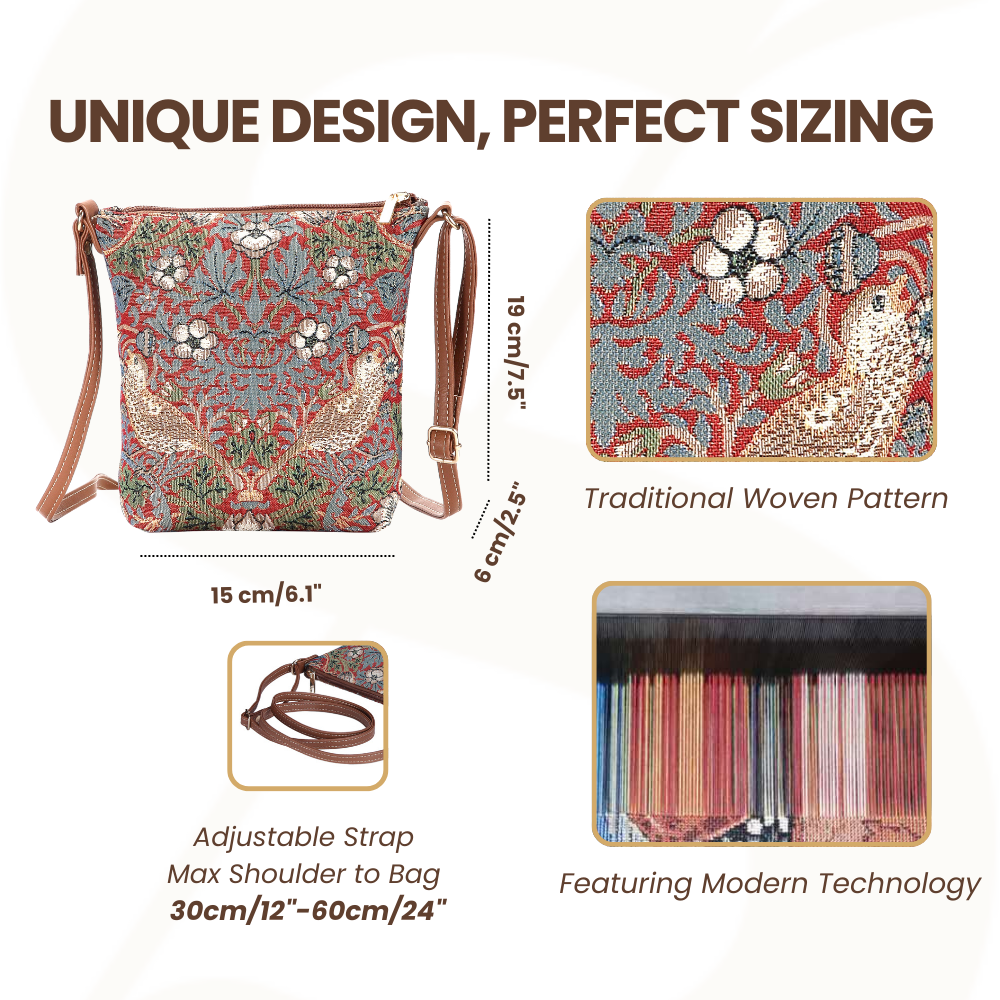 William Morris Strawberry Thief Red Sling Bag