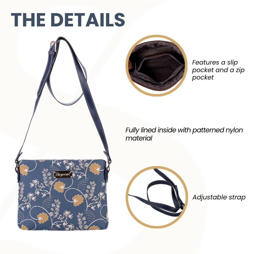 Jane Austen Blue Cross Body Bag Purse Handbag