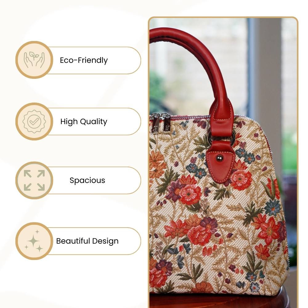 Flower Meadow Convertible Top Handle Purse Handbag