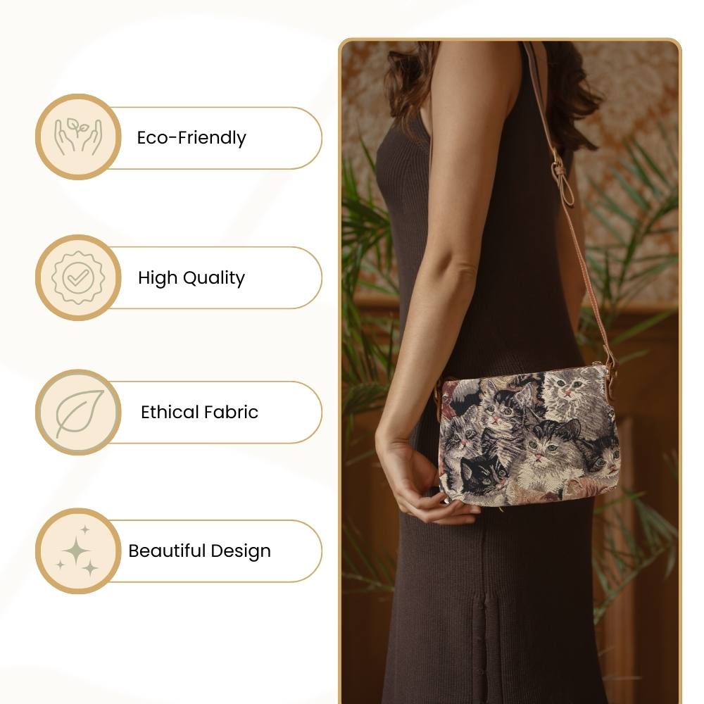 Cat Brown Crossbody Bag