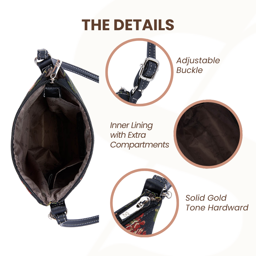 Morning Garden Black Sling Bag