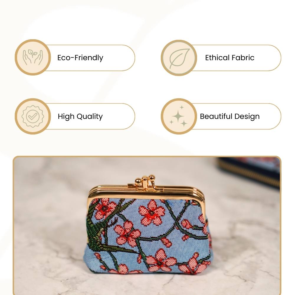 Almond Blossom And Swallow Coin Clasp Frame Purse Wallet