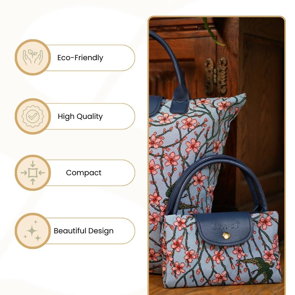 Almond Blossom And Swallow Foldaway Grocery Bag