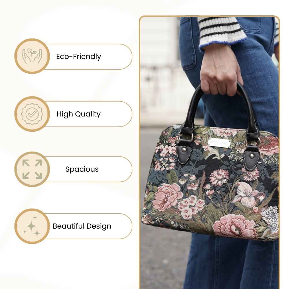 Peony Floral Convertible Top Handle Purse Handbag