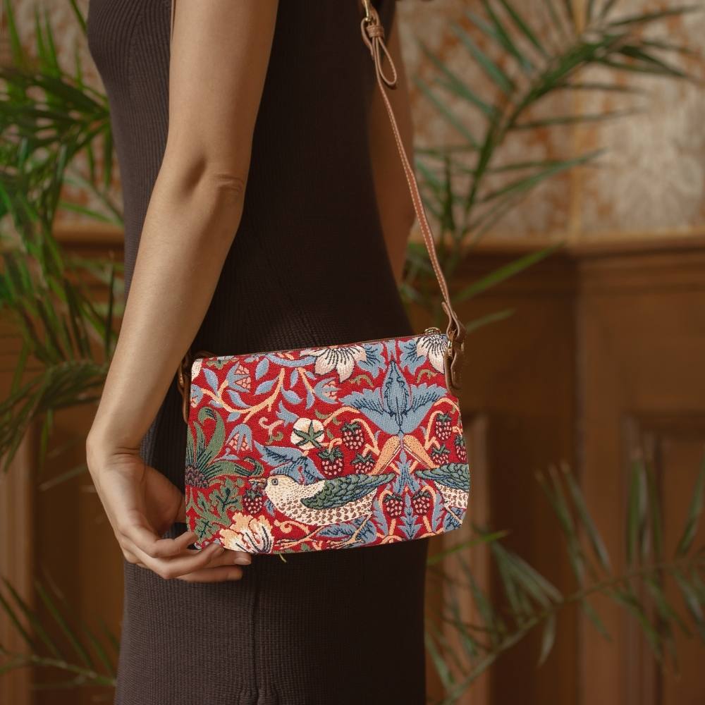William Morris Strawberry Thief Red Crossbody Bag