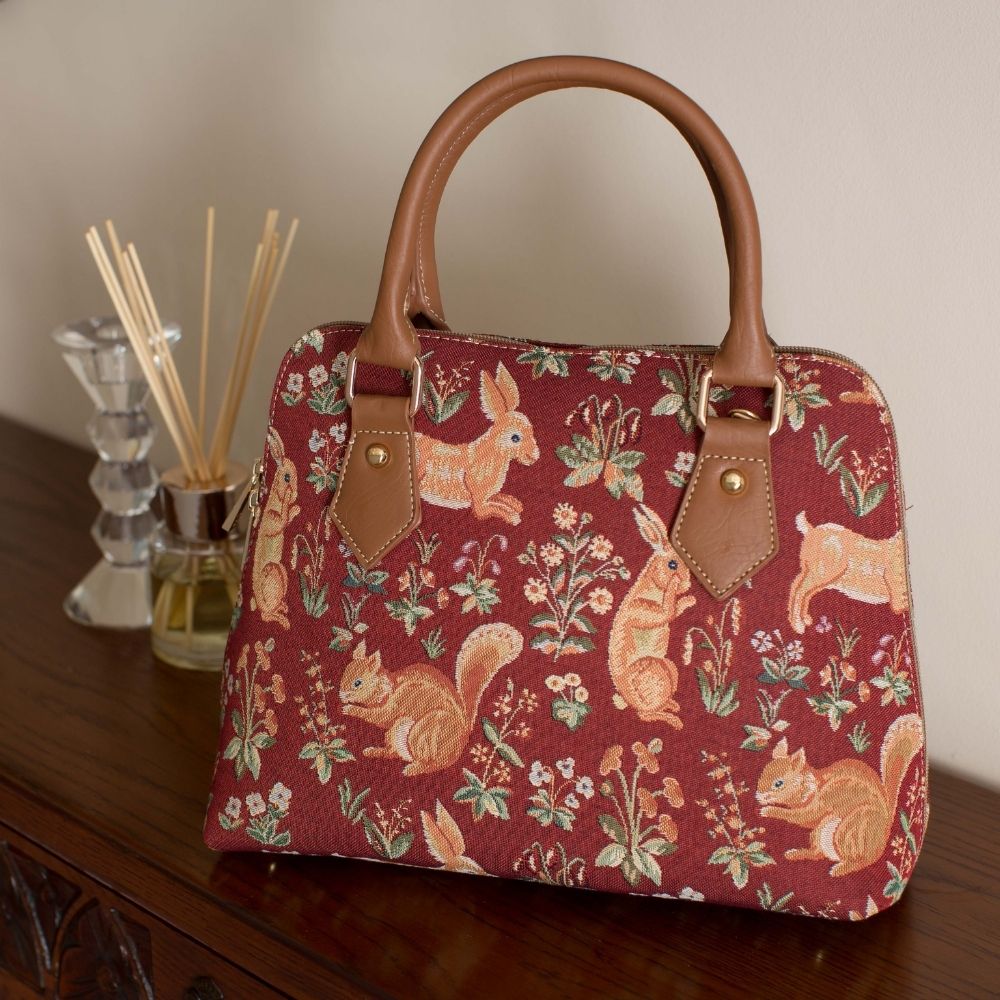 Forest Life Red Top Handle Purse Handbag