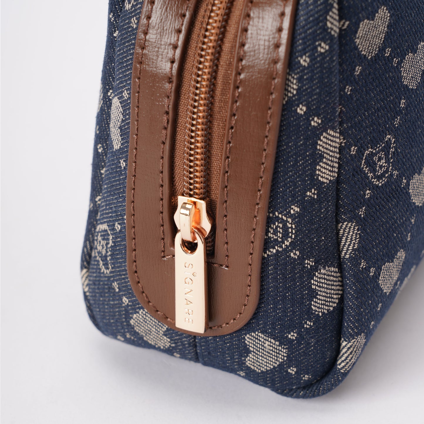 Signare London - B-Loved Beauty Bag On Blue Denim Monogram