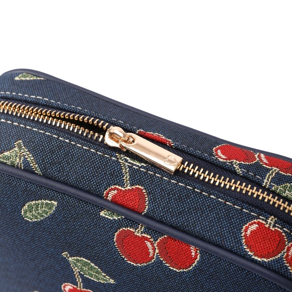 Cherry Denim Blue Camera Crossbody Bag