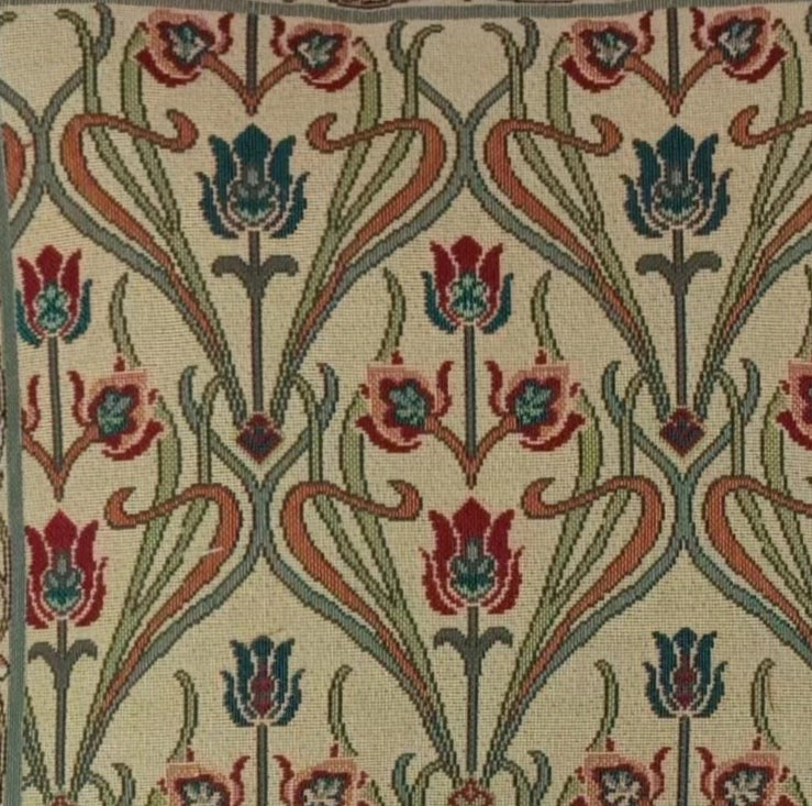 Cushion Cover-Art Nouveau Lotus Flower Beige 18 x 18 inch