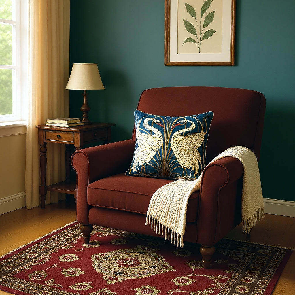 Walter Crane Swan Pillowcase/Cushion Cover 18 x 18 inch