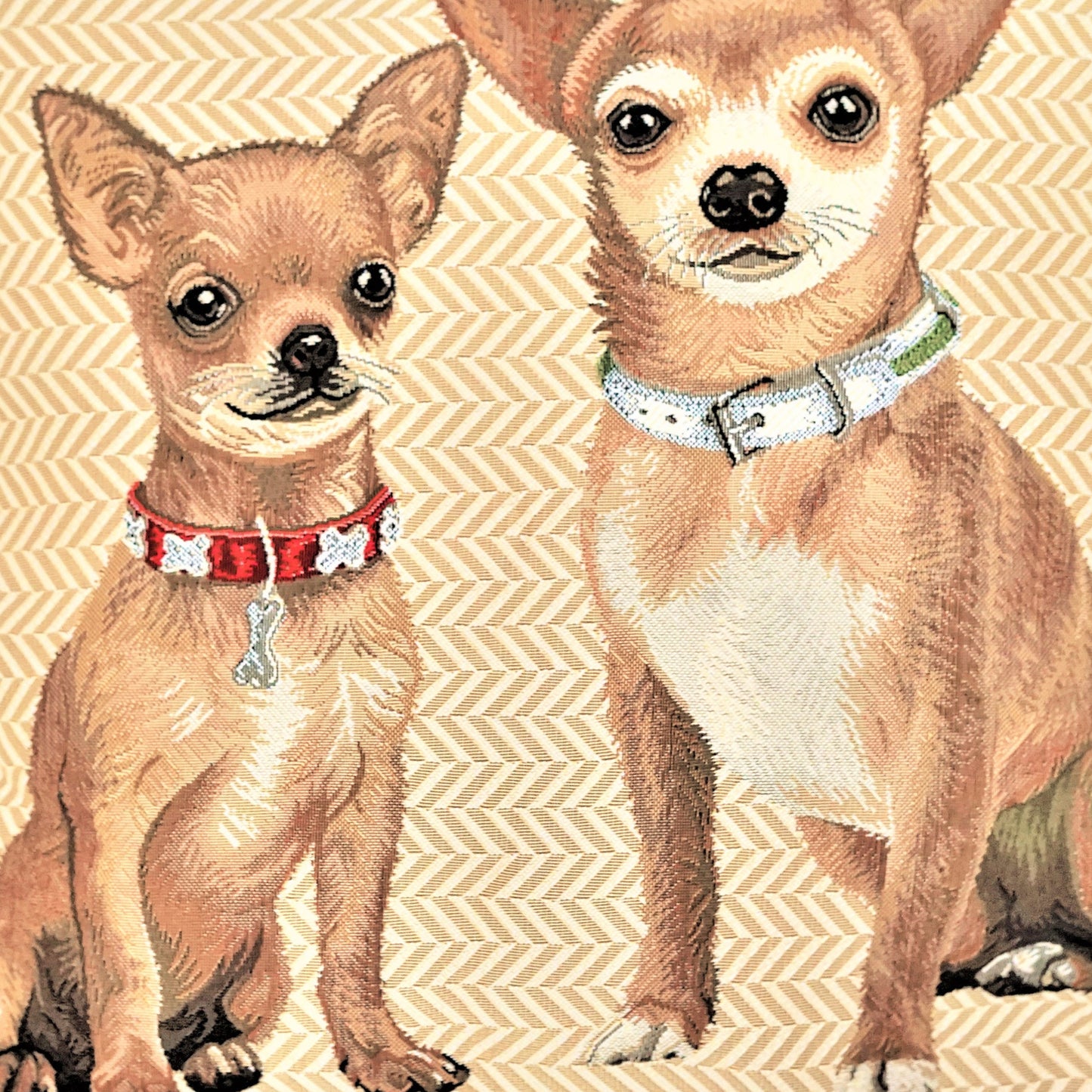 Chihuahua Beige Panelled Pillowcase/Cushion Cover 18x18 Inch