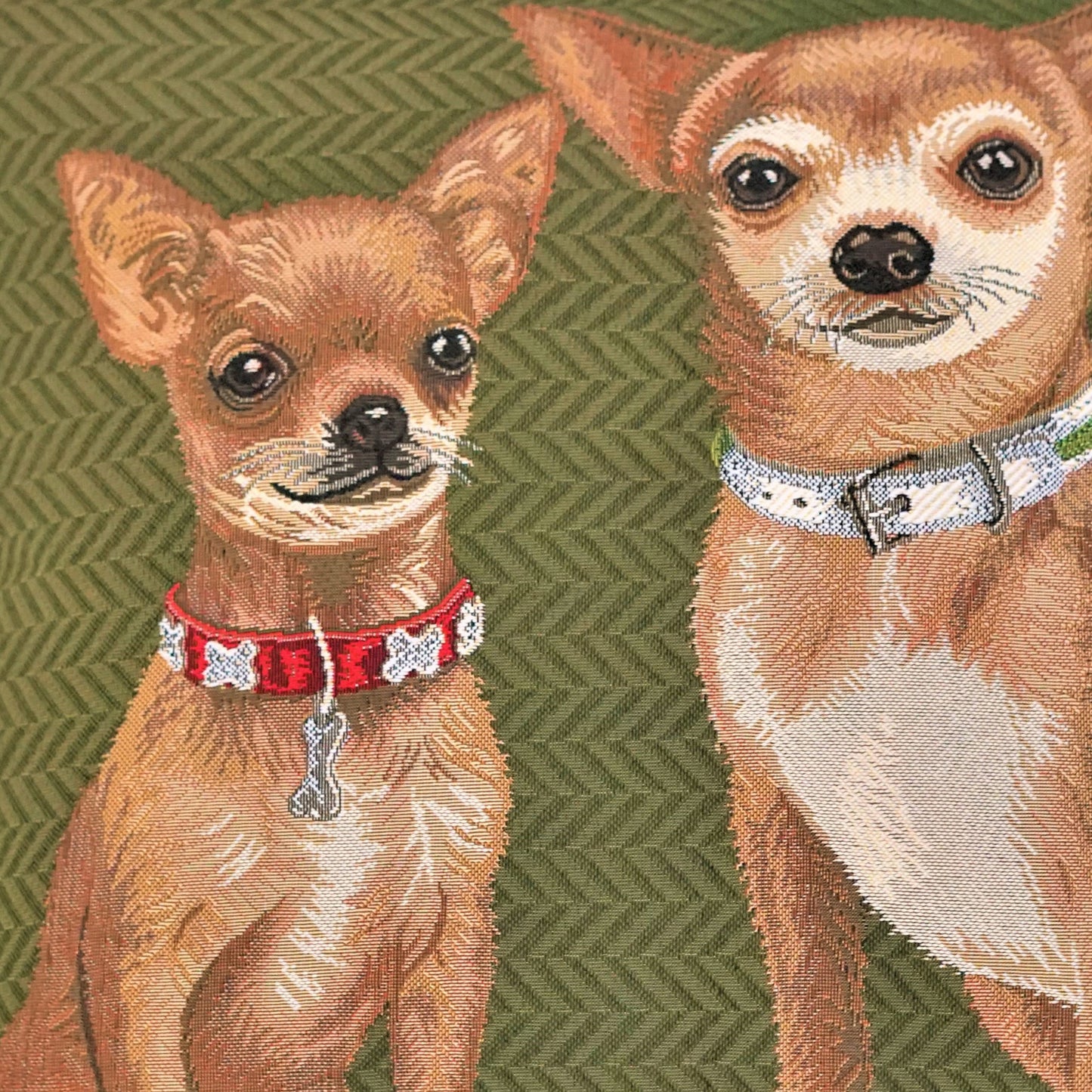 Chihuahua Olive Panelled Pillowcase/Cushion Cover 18x18 Inch