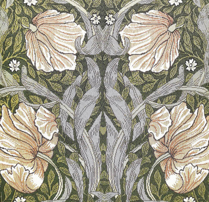 William Morris Pimpernel And Thyme Green Panelled Pillowcase/Cushion Cover 18x18 Inch
