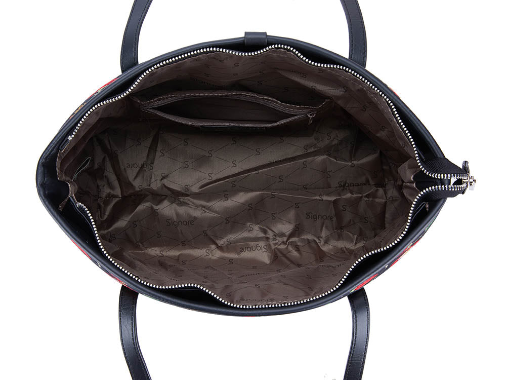 Jacobean Dream Black Shoulder Tote Bag