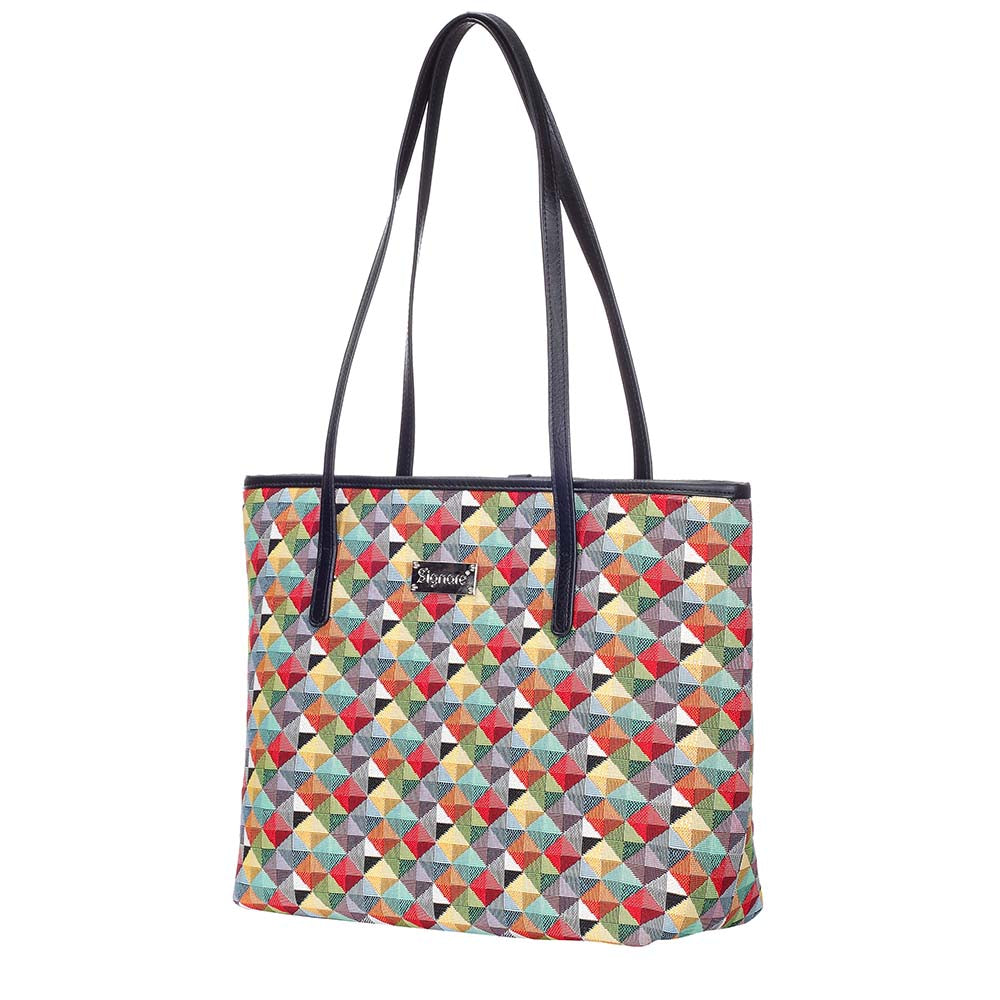 Multicolor Triangle Shoulder Tote Bag