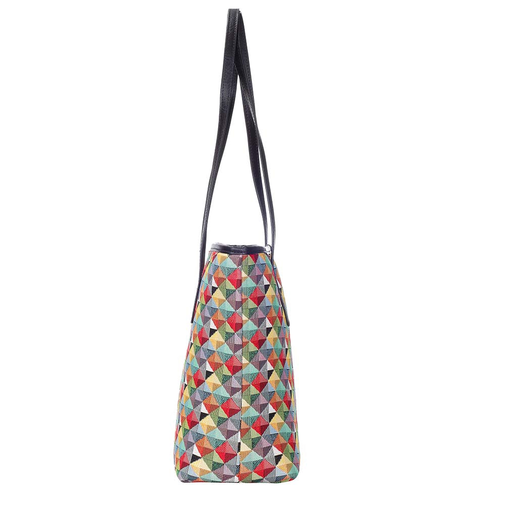 Multicolor Triangle Shoulder Tote Bag