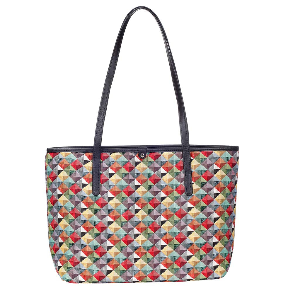 Multicolor Triangle Shoulder Tote Bag