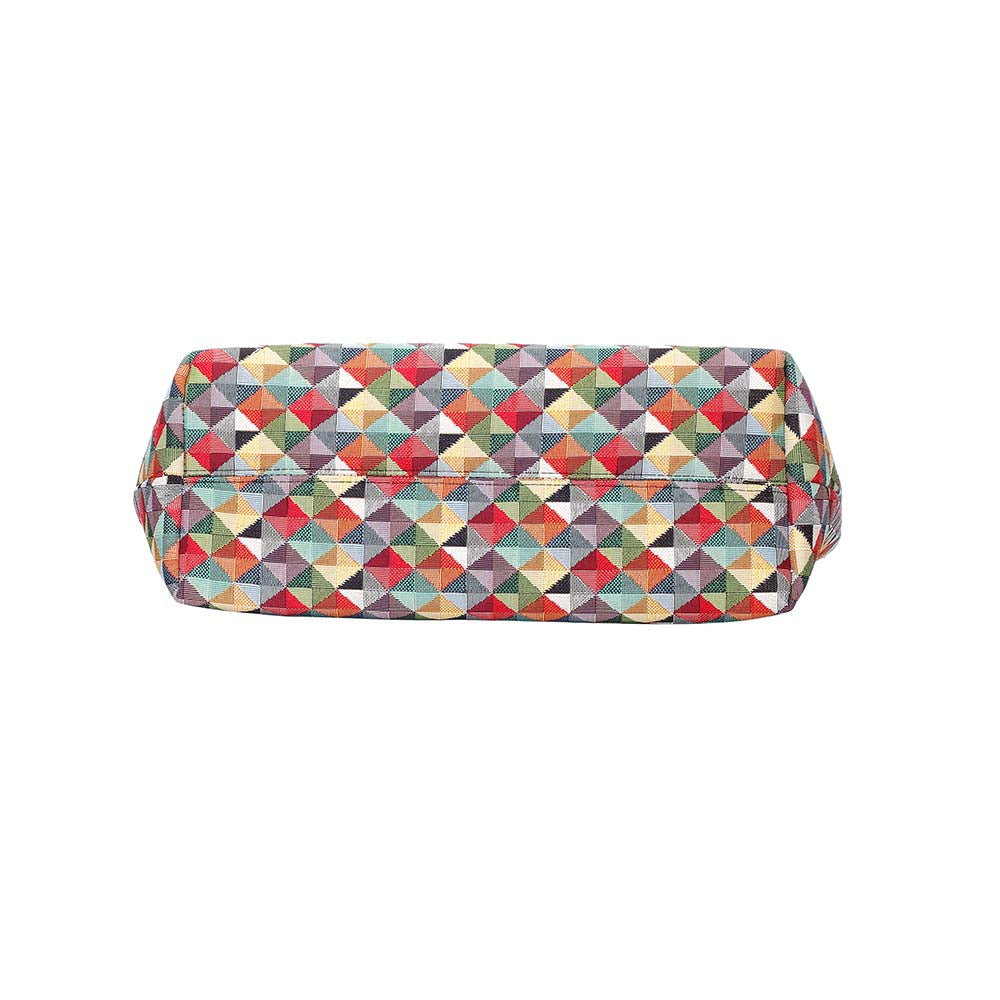 Multicolor Triangle Shoulder Tote Bag