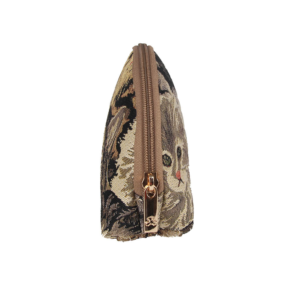 Cat Animal Design Brown Cosmetic Make Up Bag
