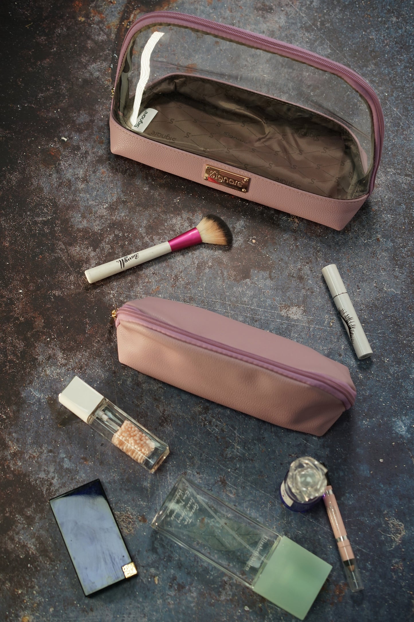 Clear Toiletry Bag/ Cosmetic Bag Set of 2 - Light Purple