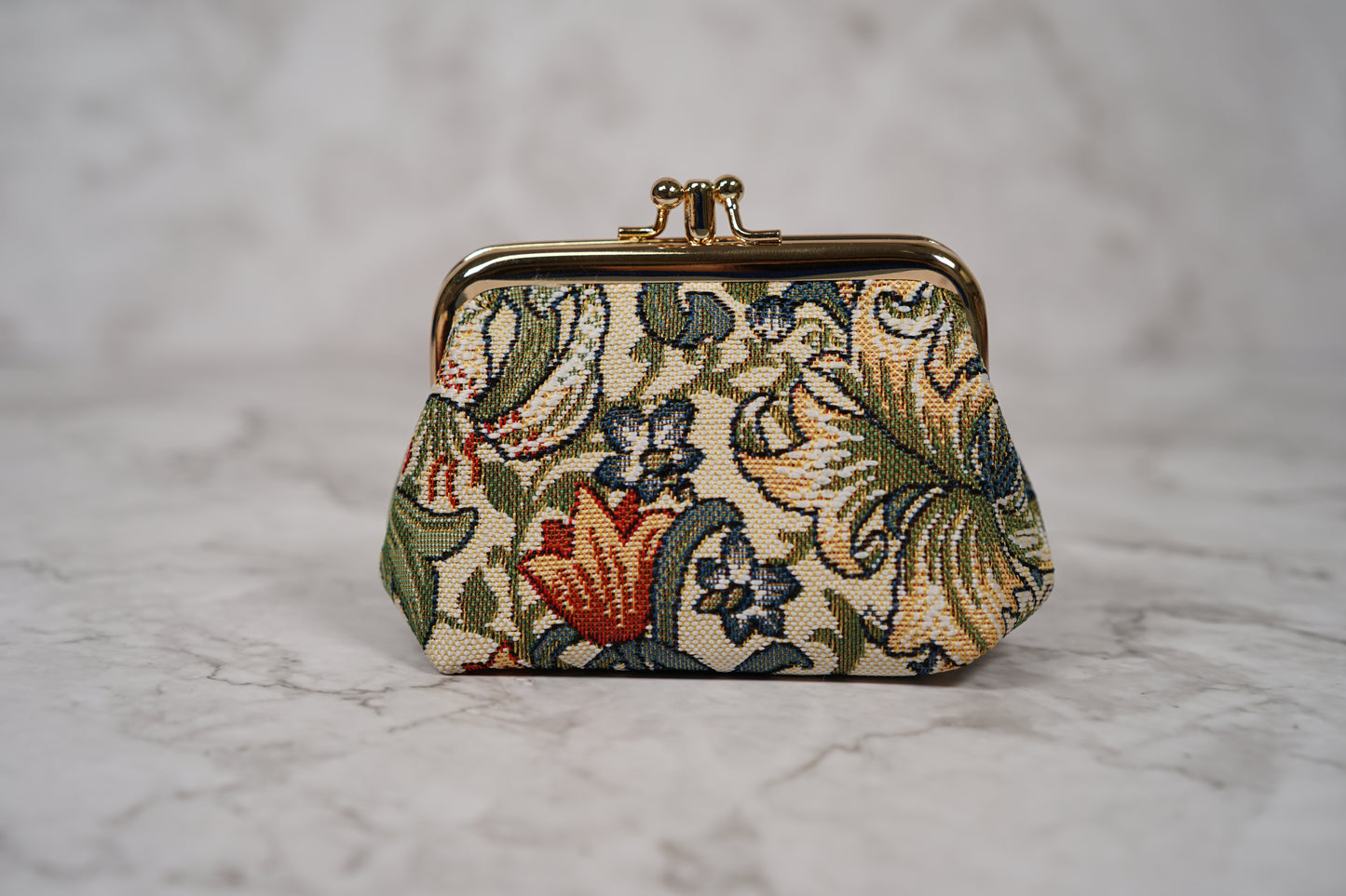 William Morris Golden Lily Green Frame Purse with Clasp