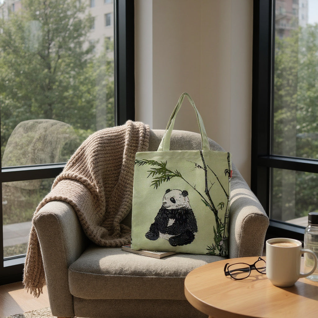 Panda Green Flat Bag