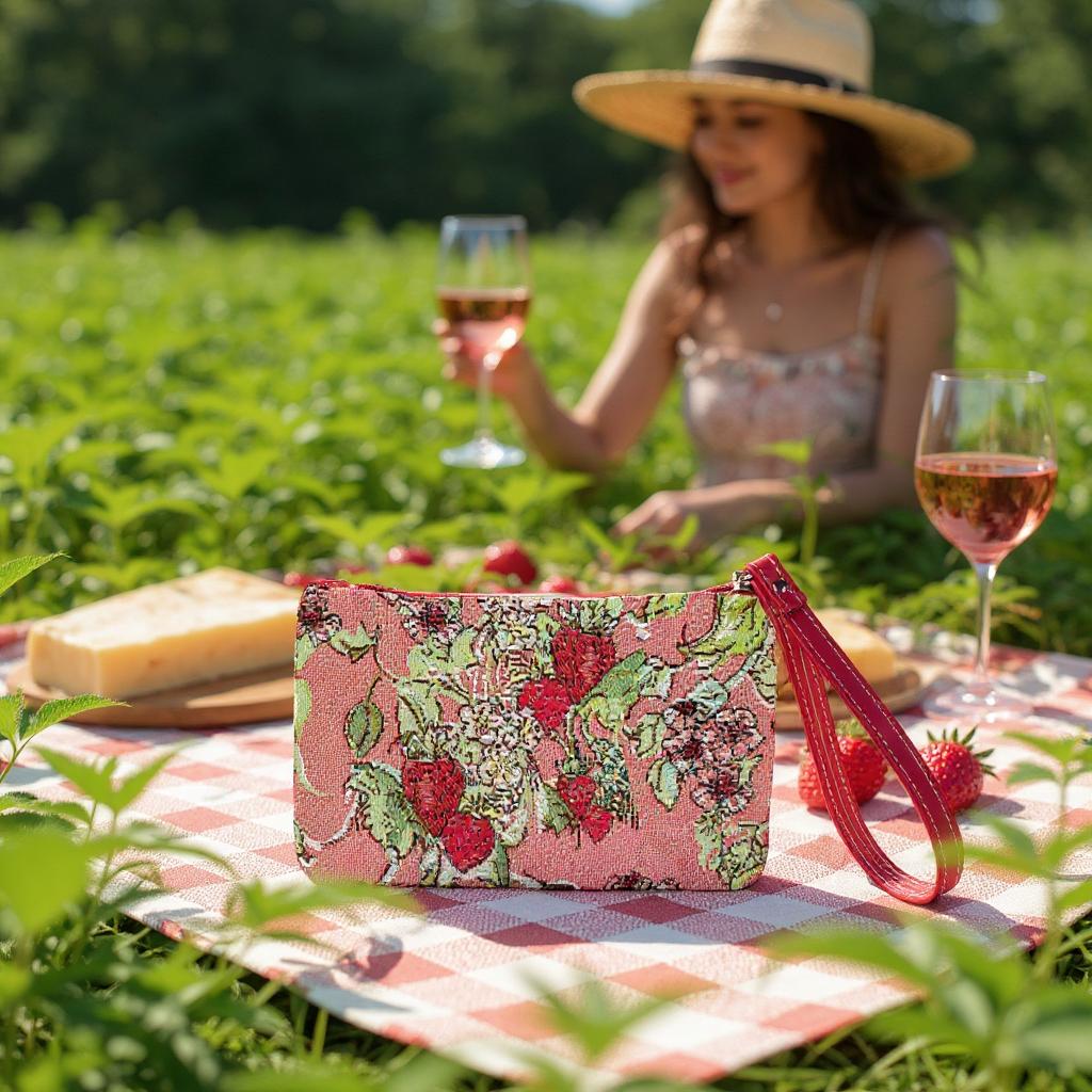 Wild Strawberry Wristlet Purse