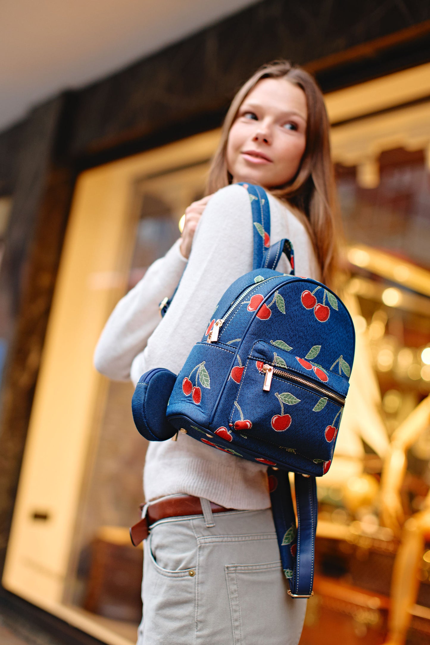 Cherry Denim Blue Daypack/ Rucksack