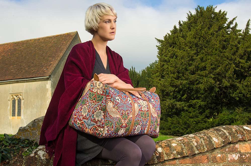 BHOLD-STRD | William Morris Strawberry Thief Red Big Holdall/Duffel Bag - www.signareusa.com