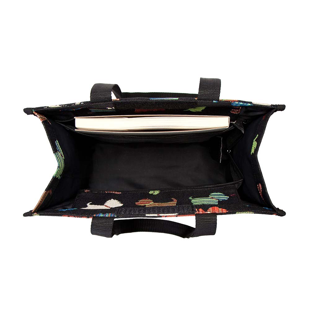 Playful Puppy Black Shopper Bag