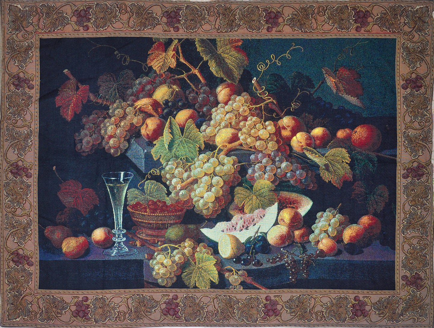 WH-G&W | GRAPE AND WINE 54 X 39 " INCH WALL HANGING TAPESTRY ART - www.signareusa.com