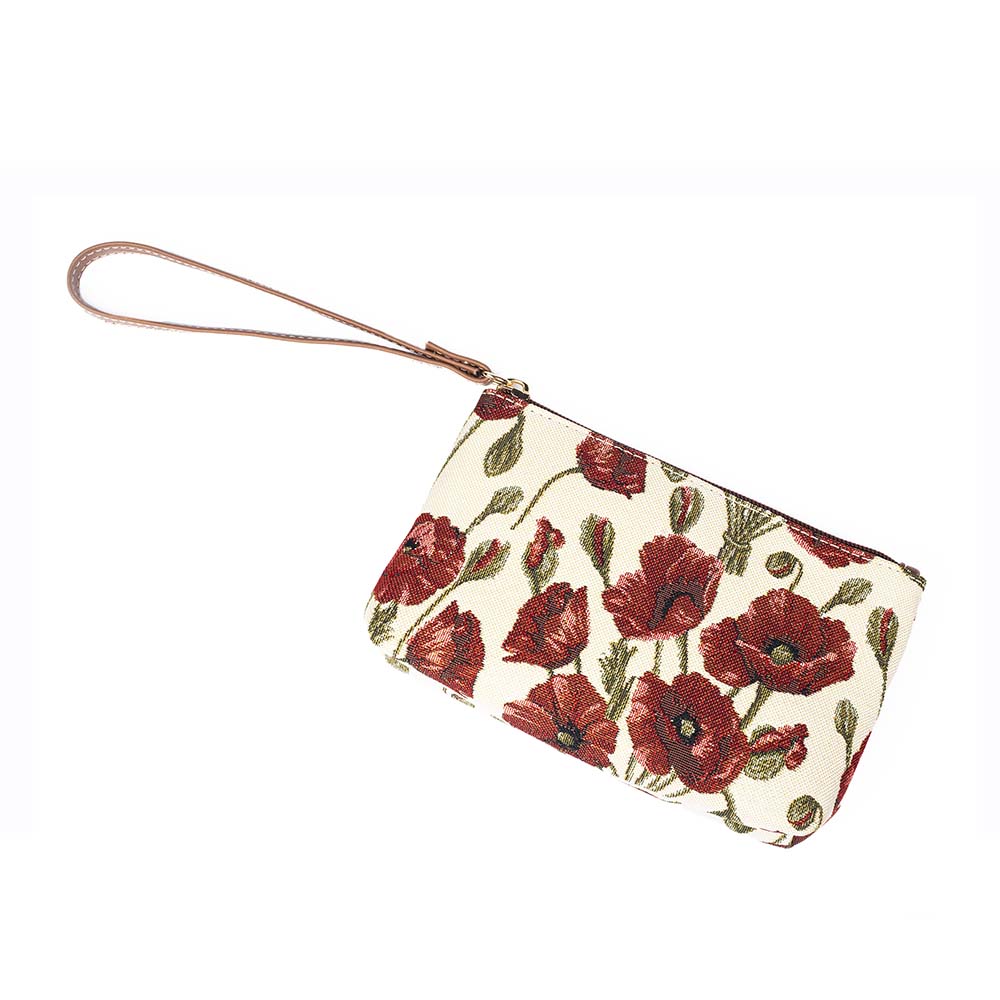 Poppy Red Floral Wristlet Purse
