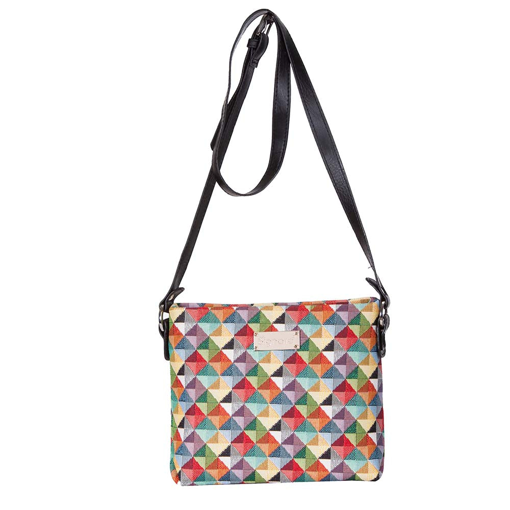 XB02-MIRI | MULTICOLOR TRIANGLE CROSS BODY BAG PURSE HANDBAG - www.signareusa.com