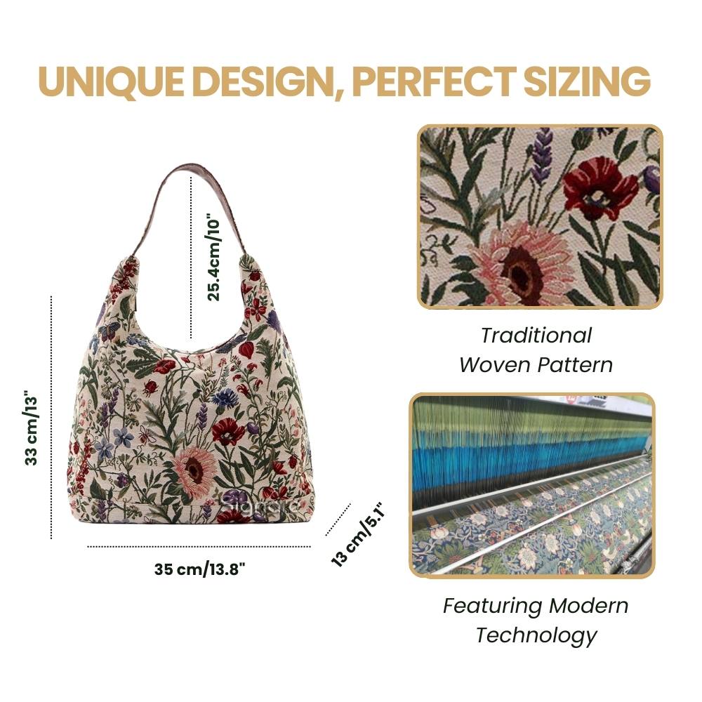 Morning Garden Floral Hobo Handbag Shoulder Bag
