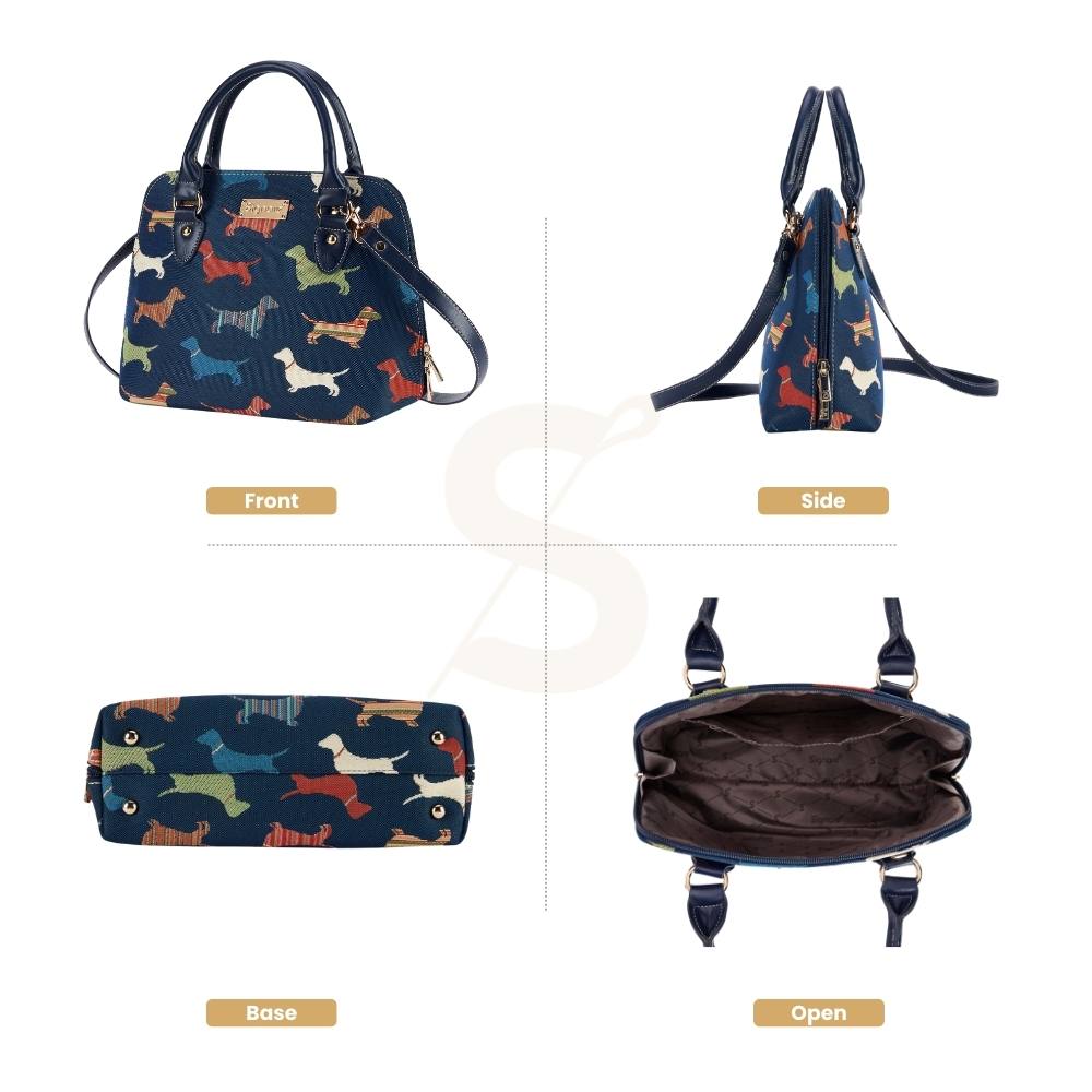 Dachshund Blue Convertible Top Handle Purse Handbag