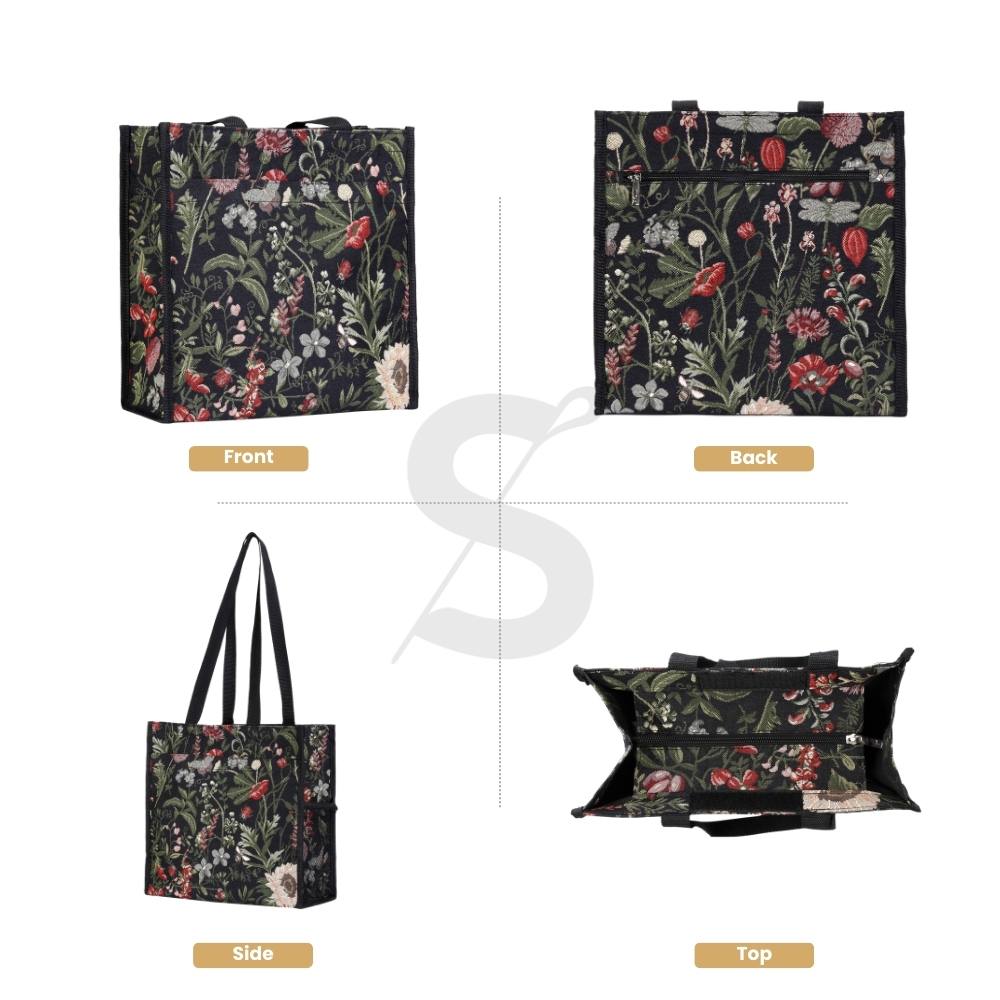 Morning Garden Black Floral Shopper Bag