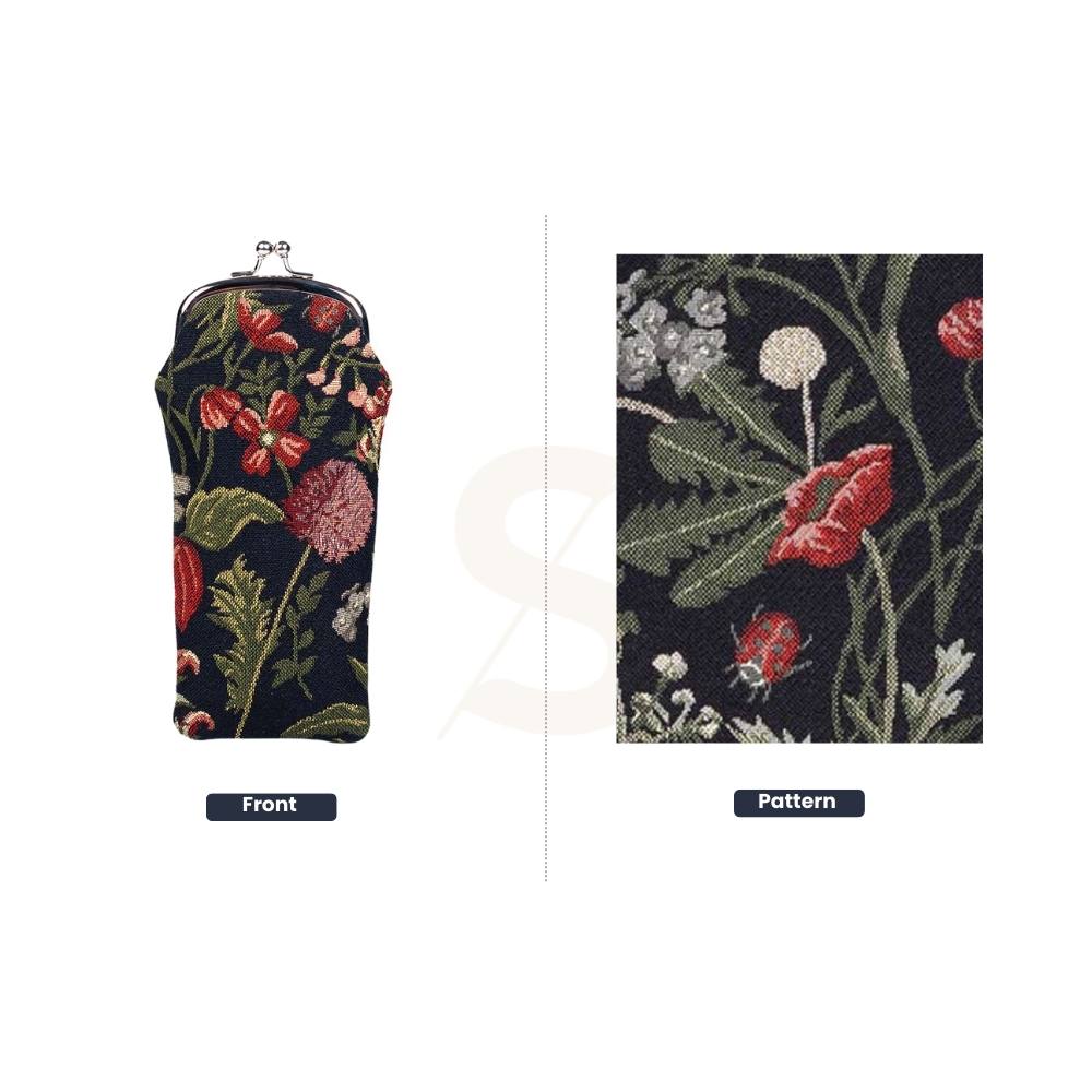 Morning Garden Black Glasses Pouch/ Case