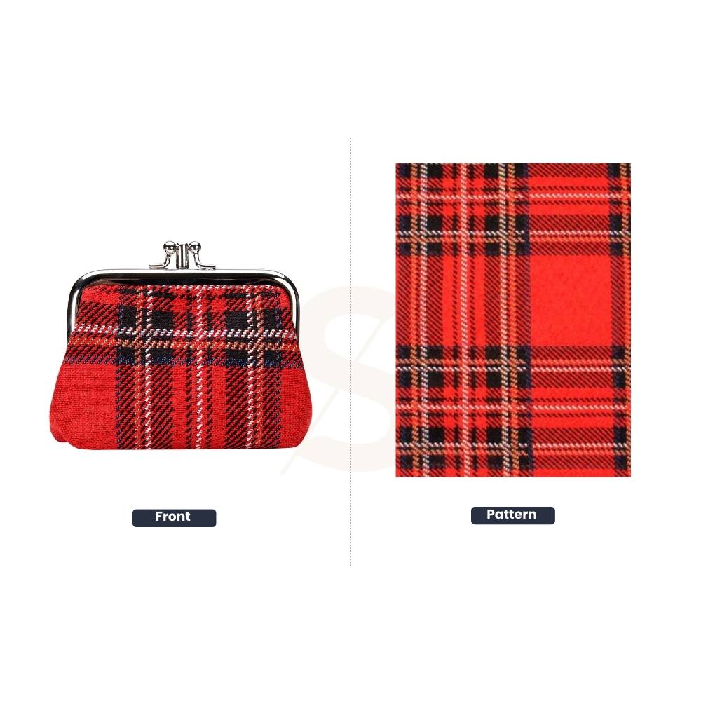 Red Royal Stewart Tartan Frame Purse for Coins