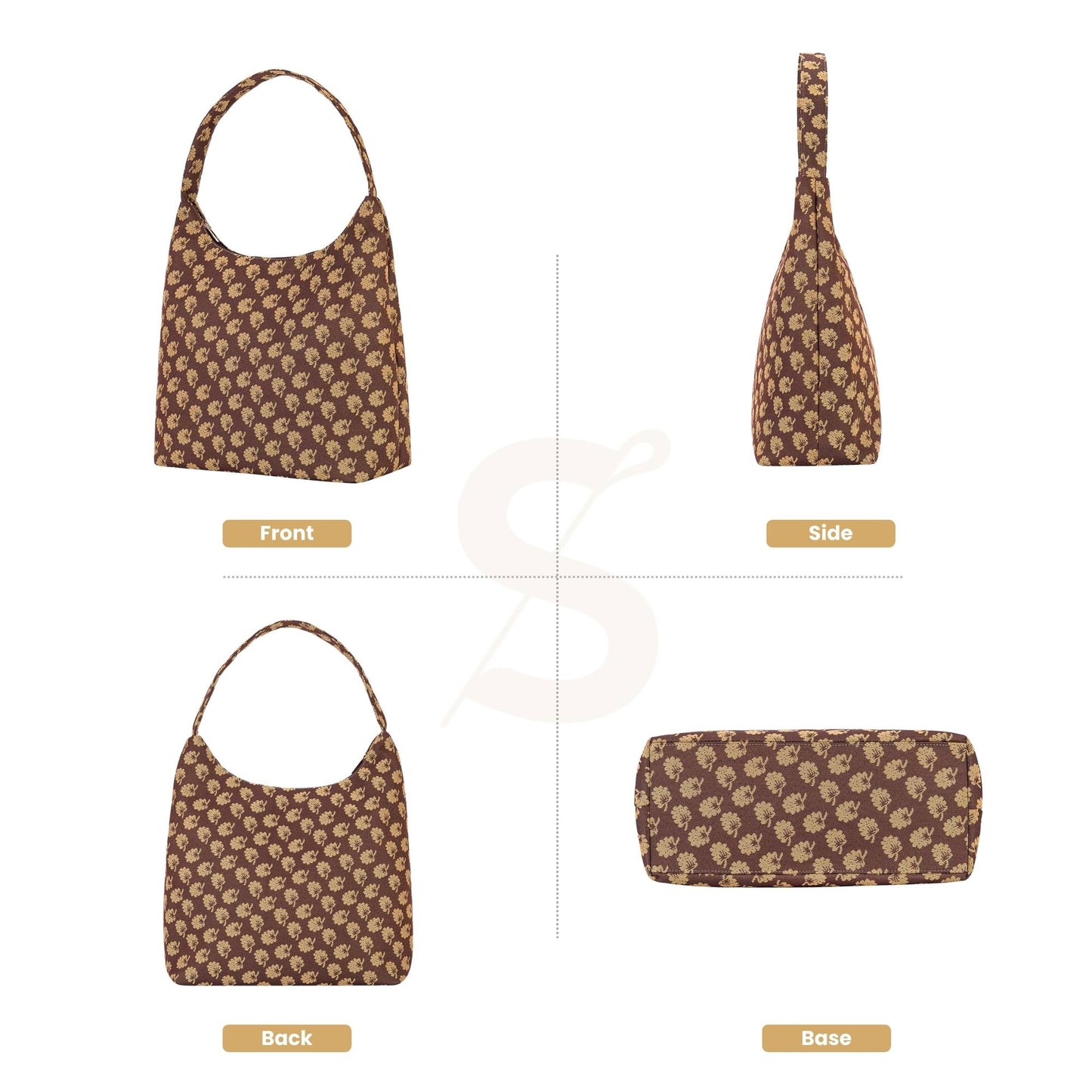 Jane Austen Oak Brown Hobo Handbag Shoulder Bag