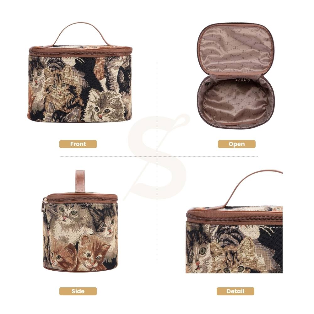 Cat Brown Toiletry Vanity Bag